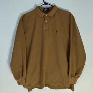 Men’s Polo by Ralph Lauren long sleeve light brown color Shirt Size XL
